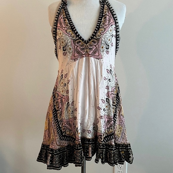 Free People Steal the Sun Pale Pink Print Boho Top or Dress XS - Picture 2 of 12